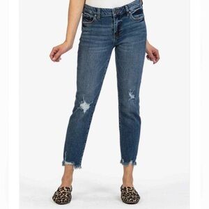 Kut From The Kloth Reese Ankle Straight Leg Jeans Distress Raw Hem Women's